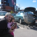 Warren and Julia play in the Parking Lot