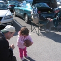 Warren and Julia play in the Parking Lot