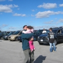 Warren and Julia play in the Parking Lot