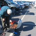 Danny checks the meat