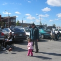 Warren and Julia play in the Parking Lot