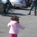 Warren and Julia play in the Parking Lot