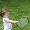 Playing badminton