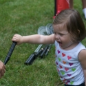 Playing badminton