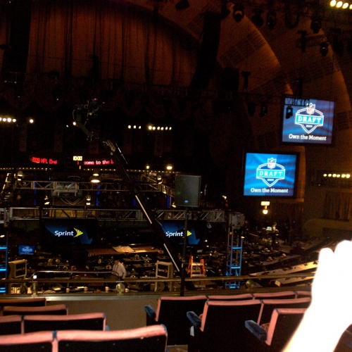 The view of the podium from the mezzanine