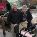 Grandma Helen and Grandpa Howie assist with the car packing