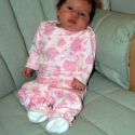 She relaxes in her gliding chair