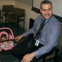 Daddy and Sara in the conference room