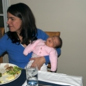 Lena konks out during dinner...