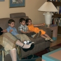 The kids enjoy a movie