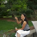 Aunt Rocio blowing bubbles