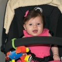In her stroller