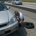  On the side of I-95, such a joy to change a tire