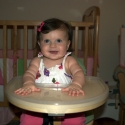 Sara in her new high chair!