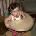 Sara in her new high chair!