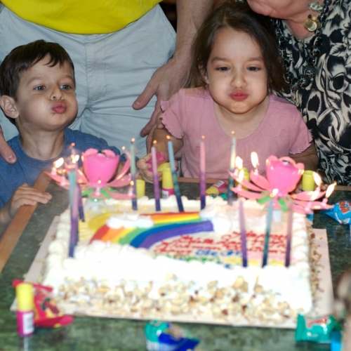 Julia and Joshua helped blow out the candles