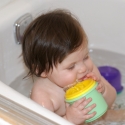 Down at Grandma and Grandpa's Home in DC, Sara enjoys a bath