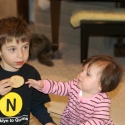 Max and Sara investigating the cookies for dessert