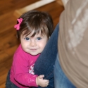 Sara clinging to her mommy
