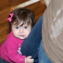 Sara clinging to her mommy