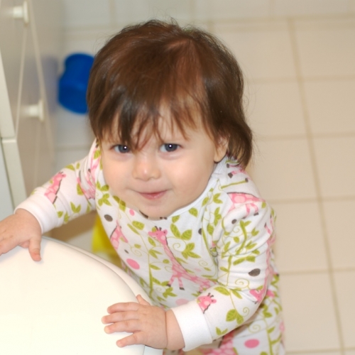 Playing in the bathroom!