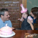 Mommy, Daddy and Sara with her special cake