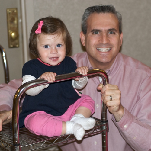 Daddy and Peanut return the cart.