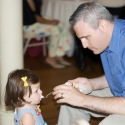 Daddy gives Peanut some dessert