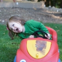 Peanut drives the lawn...