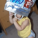 Testing the hot and cold bag as a swim cap