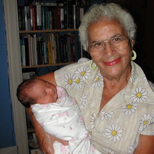 Great Great Aunt Bob holds Julia