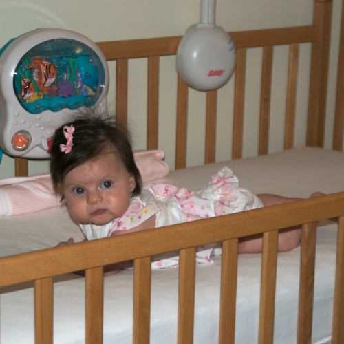 Tummy time in her crib