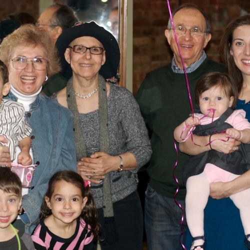 Bubbie with Great Aunt Laura and Great Uncle Steve along with Mommy and Sara